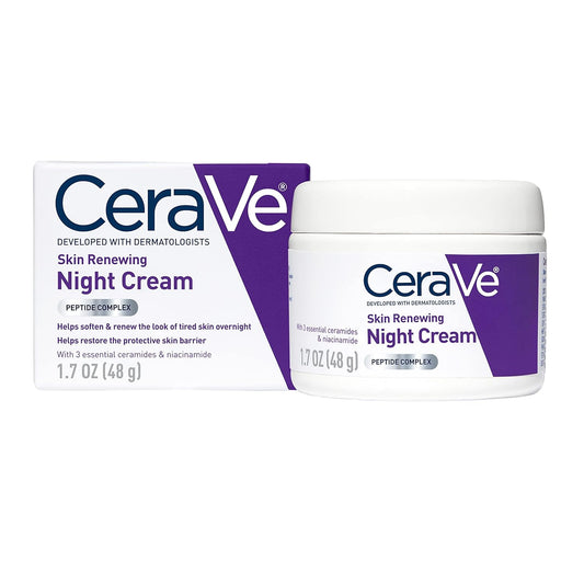 CeraVe Skin Renewing Night Cream | Niacinamide, Peptide Complex, and Hyaluronic Acid Moisturizer for Face