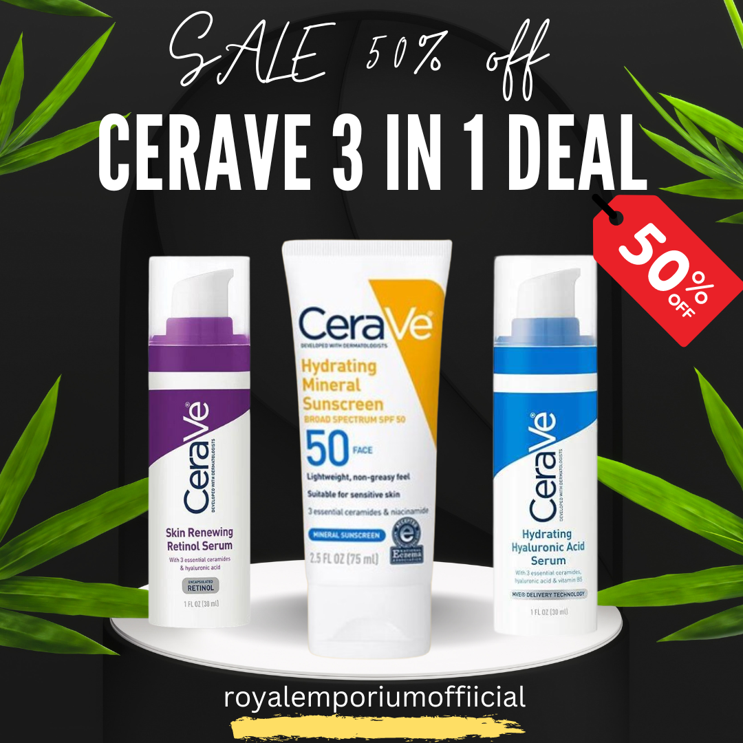 CeraVe Budget Pack | Sunblock, Retinol Serum & Hyaluronic Serum (3 x 30ml)